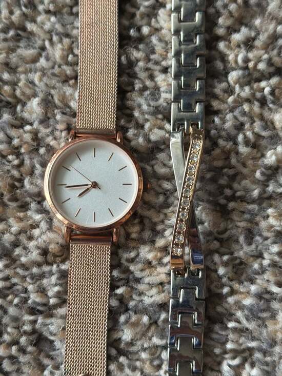 Unbranded Accessories - Set of 2 Women's Rose Gold Tone Mesh and Two-Tone Rhinestone Fashion Watches
